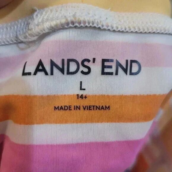 𝅺Lands' End Girl's Multicolor Striped Swim Rashguard Short Sleeves - Picture 9 of 9